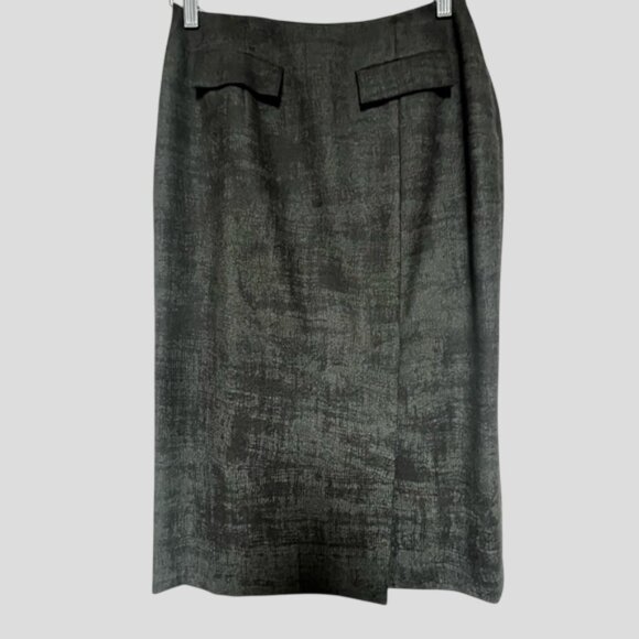 Holt Renfrew Collection Grey 100% Wool Pencil Maxi Business Skirt - Picture 5 of 15